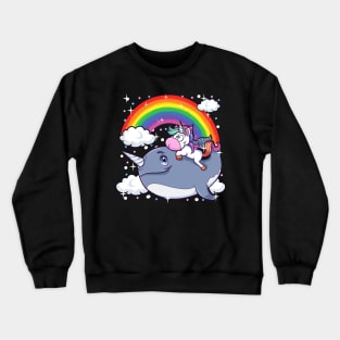 Adorable Unicorn Riding Narwhal Unicorn Of The Sea Crewneck Sweatshirt